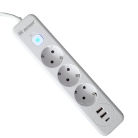 Удлинитель с заземлением 8 м, 3 розетки, 2 USB порта, Type C, "MAXIMUM" MX 12509 (2587) оптом